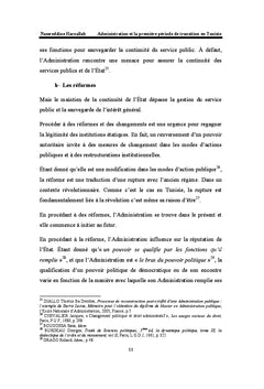 Administration et la première période de transition en Tunisie