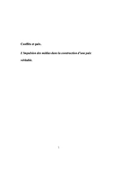 Conflits et Paix