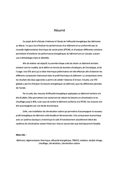 Etude sur l'efficacité énergétique des bâtiments: Cas du Maroc
