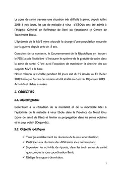 Rapport De Mission De La Maladie a Virus Ebola Dans La DPS NORD KIVU/S
