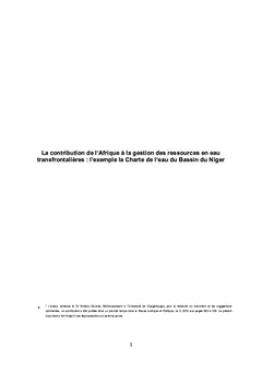 Contribution de l'Afrique A la gestion des ressources en eau