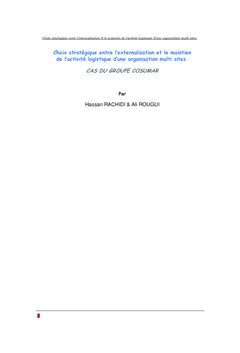 Evaluation de la strategie d'externalisation de la logistique
