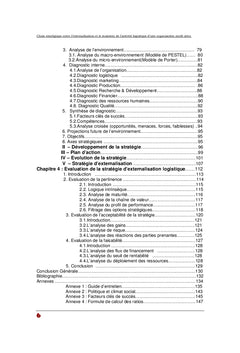 Evaluation de la strategie d'externalisation de la logistique