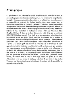 Usage du français dans le secteur des transports routiers à Abidjan