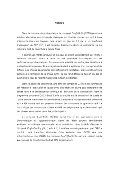 Développement de matériaux massifs appartenant au système chalcopyrite