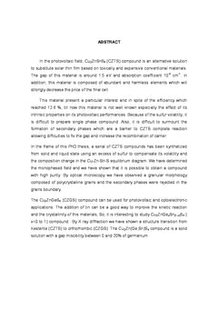 Développement de matériaux massifs appartenant au système chalcopyrite