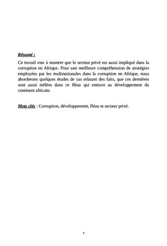 Implication du secteur privé dans la corruption: Pays en développement