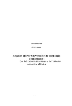 Relation entre l'Université et le tissu socio-économique