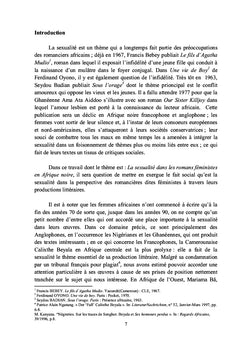 Sexualite et feminisme en Afrique noire