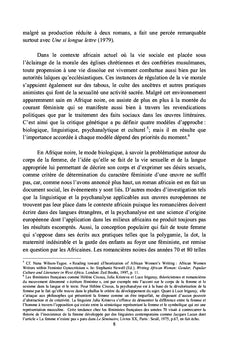 Sexualite et feminisme en Afrique noire