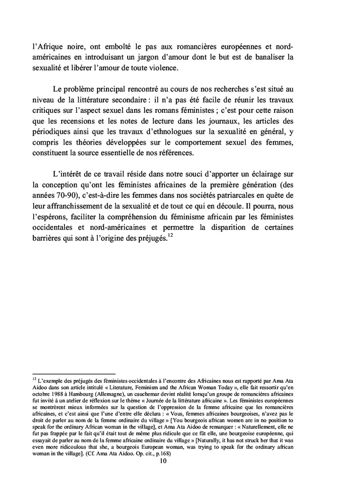 Sexualite et feminisme en Afrique noire