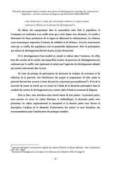 Démarche participative dans la conduite des actions de développement