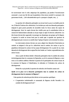 Démarche participative dans la conduite des actions de développement