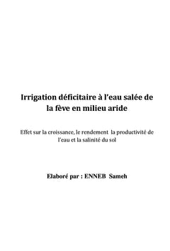 Irrigation déficitaire à l'eau salée de la fève en milieu aride