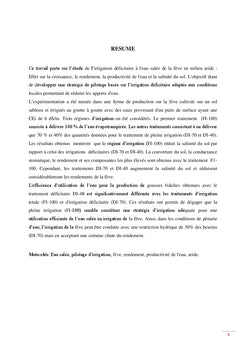 Irrigation déficitaire à l'eau salée de la fève en milieu aride