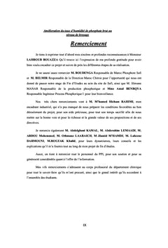 Amélioration de l'humidité de phosphate et dimensionnement sécheur