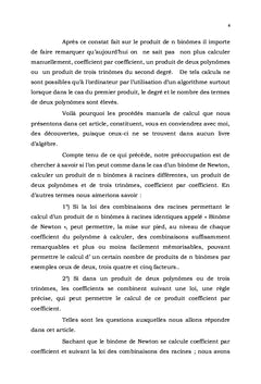 Nouveaux procédés de calcul des polynômes