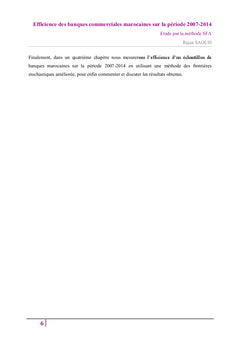 Efficience des banques commerciales marocaines