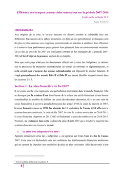 Efficience des banques commerciales marocaines
