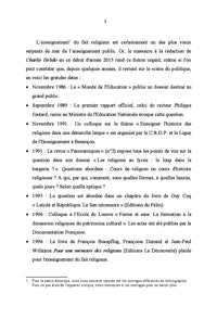 Essai d'enseignement du fait religieux à l école laïque