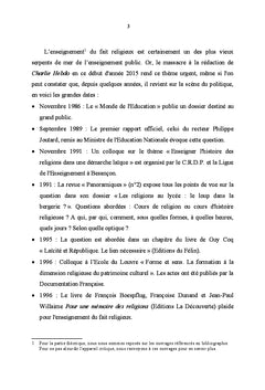Essai d'enseignement du fait religieux à l école laïque