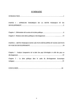 Lien entre dettes publiques et developpement economique