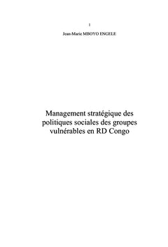 Management stratégique des politiques sociales des groupes vulnérables