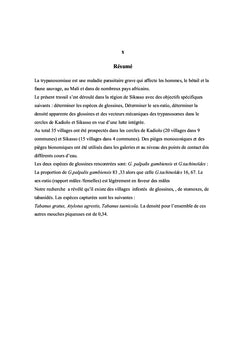 Glossines et tabanidés dans les Cercles de Kadiolo et de Sikasso