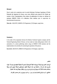 Automatisation et supervision d'une station de palettisation de carton