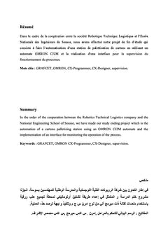 Automatisation et supervision d'une station de palettisation de carton