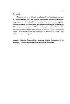 Repre sentations du sens lexical en lexicologie