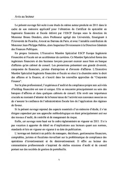 Holding financière : audit, compliance et management des risques