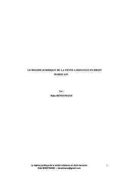 Le regime juridique de la vente A distance en droit marocain
