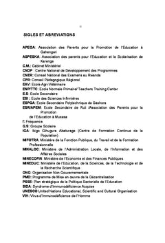 Etat d'Avancement de la Politique de décentralisation de l'Education