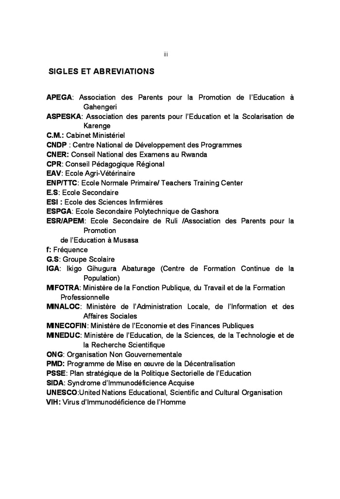 Etat d'Avancement de la Politique de décentralisation de l'Education