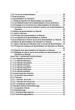 Etat d'Avancement de la Politique de décentralisation de l'Education