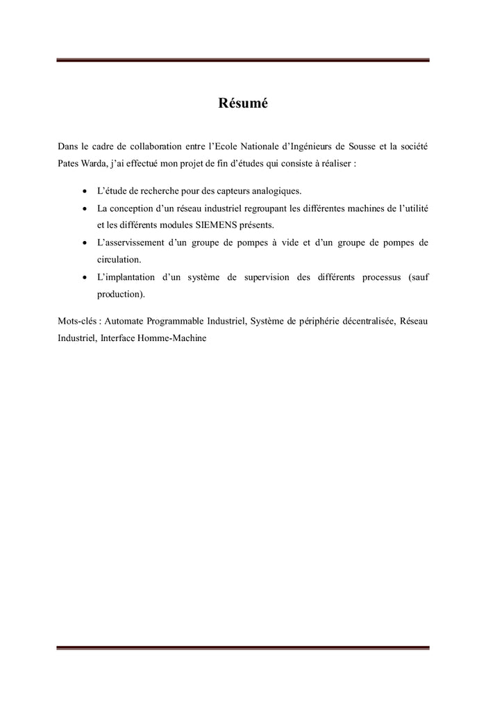 Implantation d'un réseau industriel de supervision