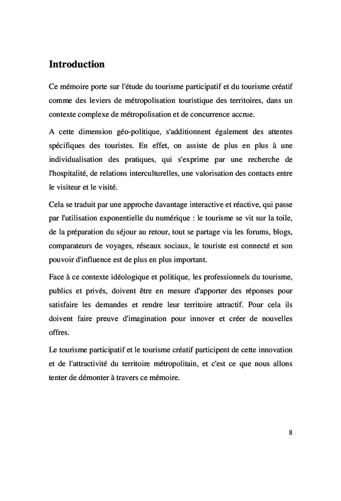 Tourismes participatif et créatif, leviers de métropolisation ?