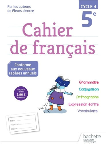 Cahier de français cycle 4 / 5e