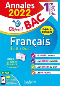 Annales BAC 2022 - Français 1res STMG - STI2D - ST2S - STL - STD2A - STHR