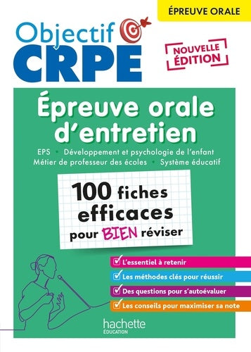 Objectif CRPE 2026 - Épreuve orale d'entretien - 100 fiches pour bien réviser - épreuve orale M2/L3