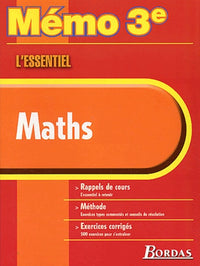 MEMO ESSENTIEL MATHS 3E (Ancienne Edition)