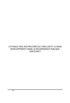 L'éthique face aux valeurs culturelles et le sous-développement