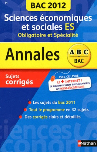 Annales Bac 2012 Sciences Economiques et Sociales ES