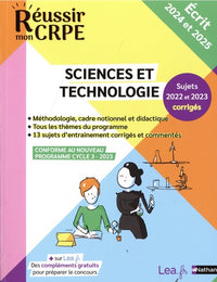CRPE 2024-2025 Sciences et technologie épreuve écrite d'application