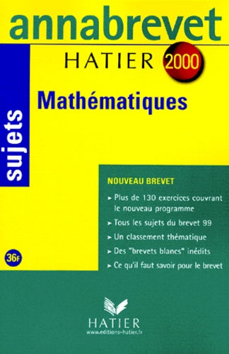 Annabrevet sujets 2000 - mathématiques