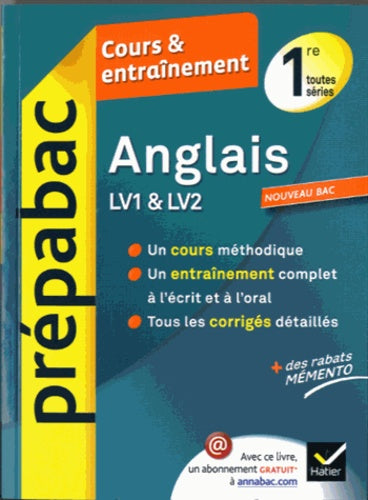 Anglais 1re LV1 et LV2 - Prépabac Cours & entraînement