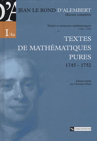 Oeuvres complètes de Jean le Rond d'Alembert-Traités et mémoires mathématiques