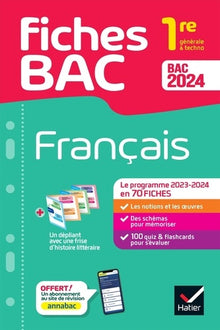 Fiches bac Français 1re générale & techno Bac 2024: avec les oeuvres au programme 2023-2024
