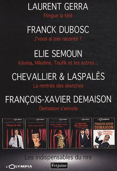 Les indispensables du rire: Coffret en 5 volumes, Laurent Gerra flingue la télé ; J'vous ai pas raconté ? ; Kévina, Mikeline, Toufik et les autres... ; La rentrée des sketches ; Demaison s'envole